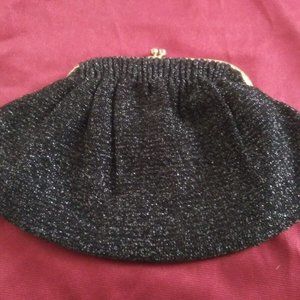 Upcycled Xmas Gift Vintage Black Silver clip make up bag Plus Bonus ACCS